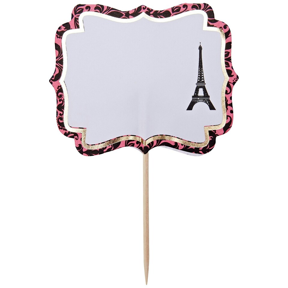 Amscan A Day In Paris Cocktail Sticks - White/Black/Pink - One Size