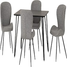 Marlow Dining Set with Quebec Chairs Black | Black Marble/Grey Faux Leather