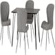 image 1 of Marlow Dining Set with Quebec Chairs Black | Black Marble/Grey Faux Leather