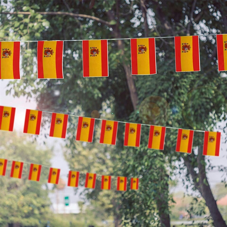 image 1 of Spain Flag Rectangle Party Bunting 10m with 20 Flags