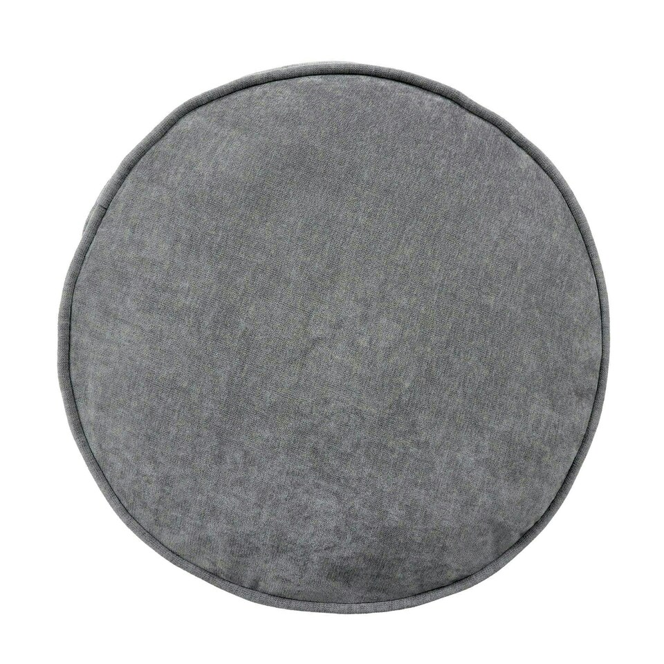 image 1 of icon Round Chenille Bean Bag Pouffe Grey Large Chenille Footstool | Grey | Grey | M