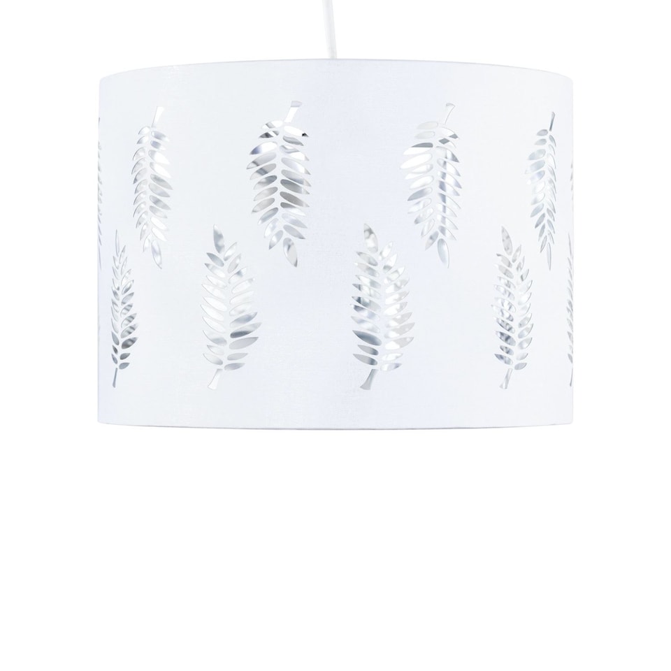 image 1 of Fern - White Cut Out 30cm Pendant Lightshade | White | Silver | Large | 1
