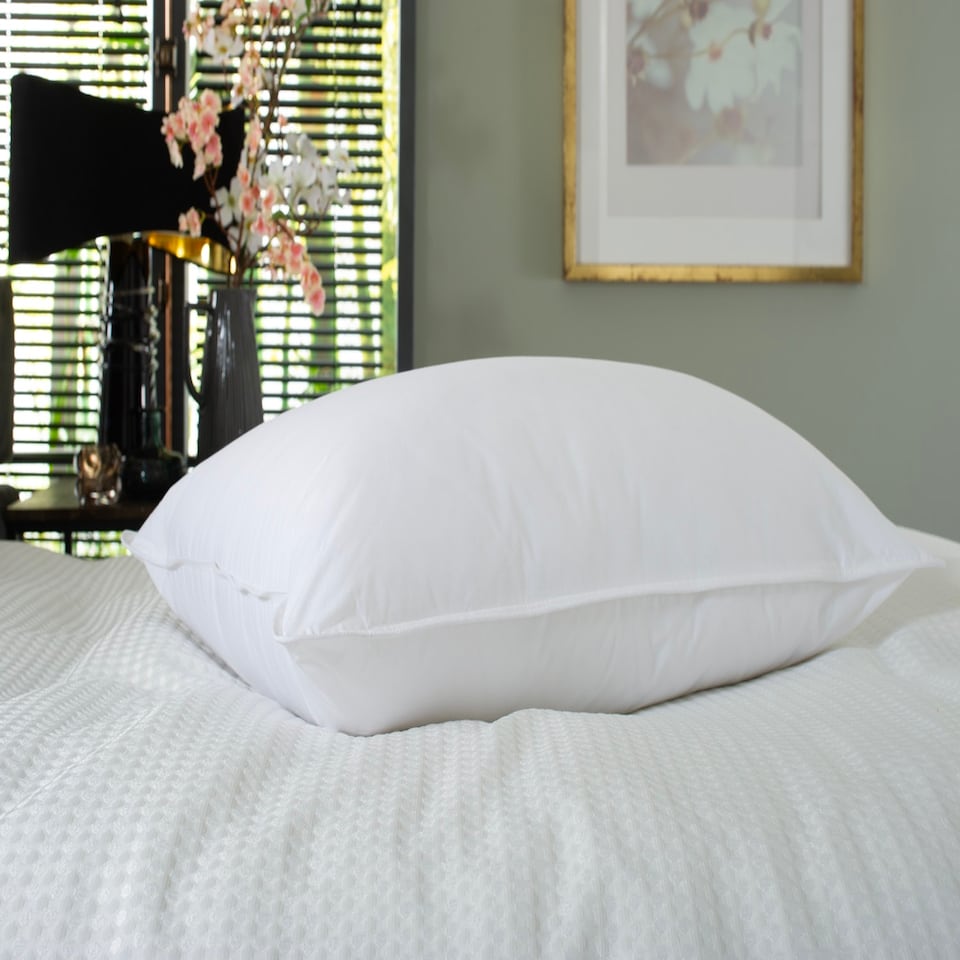 image 1 of Superior Fibre Feels Like Down Pillow  - 100% Cotton 300 Thread Count Jacquard Casing - 48 x 74cm  - Soft to Medium Support White | White | 48 x 74cm