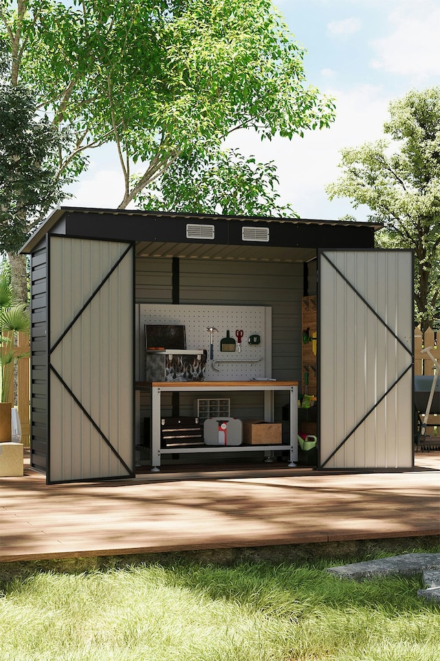 image 1 of Living and Home Outdoor Galvanized Steel 2 doors Storage Shed - Black 240 x 113 x 183cm