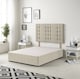 image 1 of Astoria Divan Bed Base with 30 Inch Diamonte Button Headboard Tweed Fabric | Brown | Natural | King