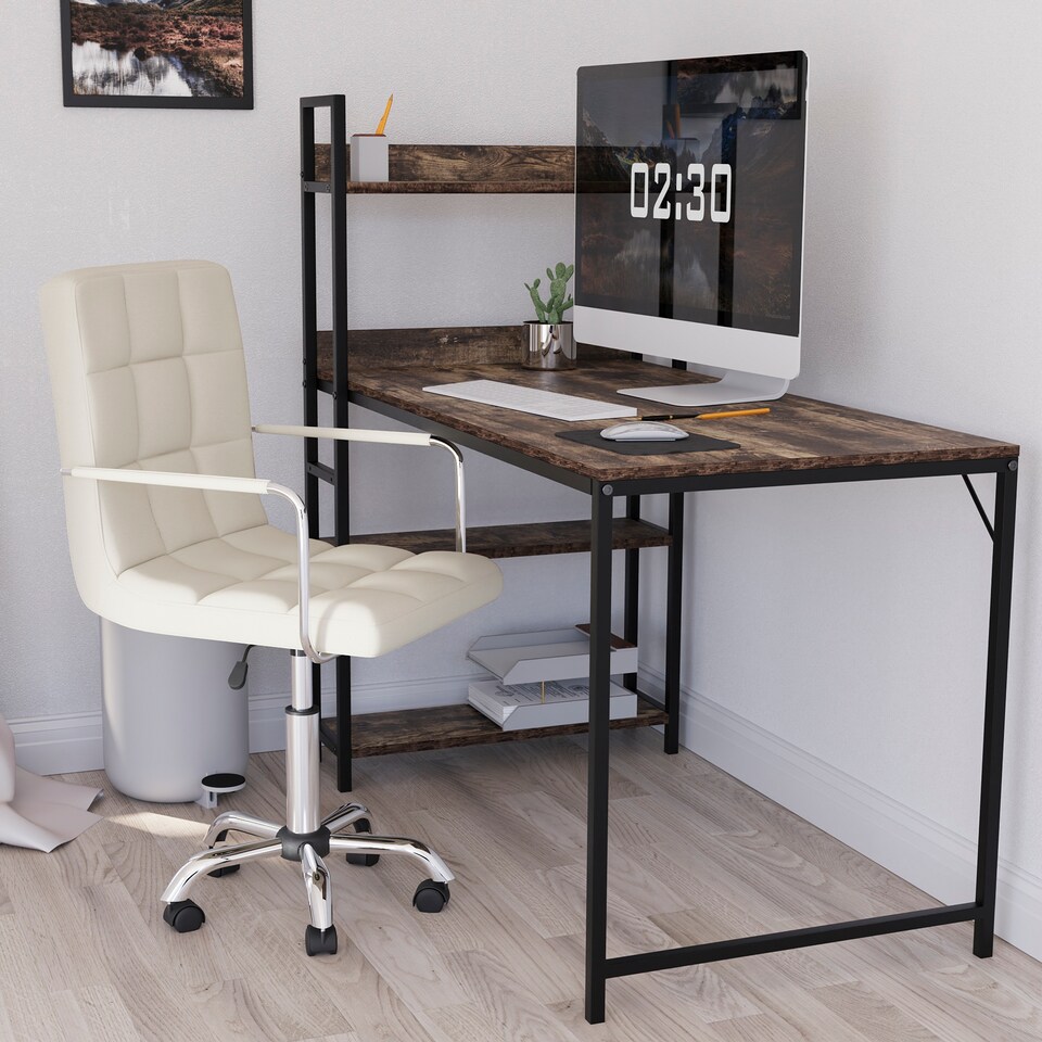 image 1 of Vida Designs Calbo Office Chair Computer Desk Table Chair, Beige