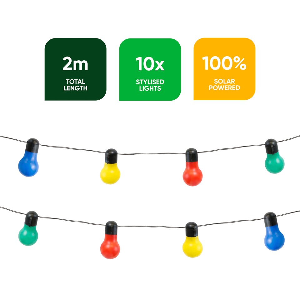image 1 of Gardenwize Solar Tropical Globe String Lights for Garden Fence Patio