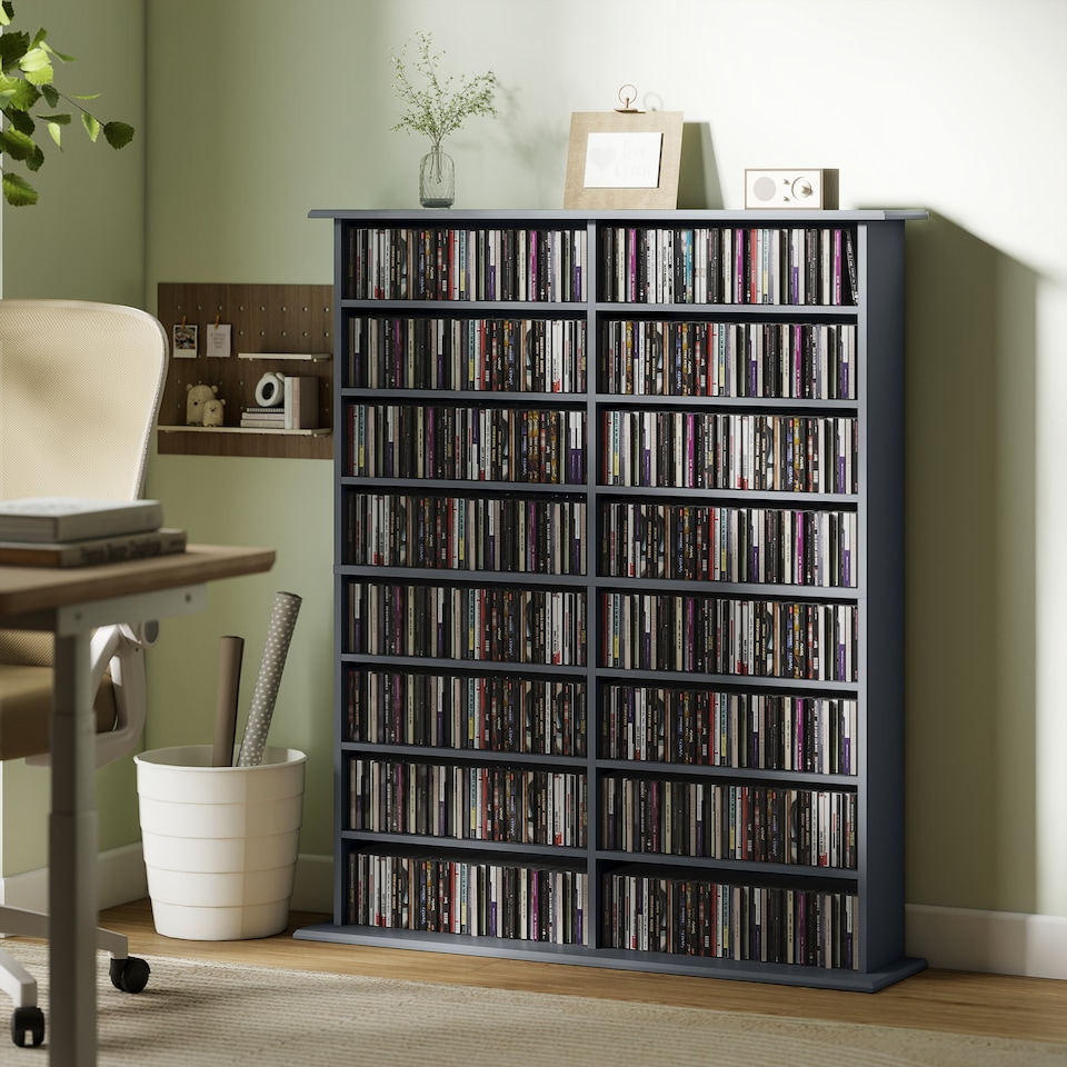 image 1 of HOMCOM CD Storage Unit DVD Tower Blu-ray Storage Shelf for Office, Grey