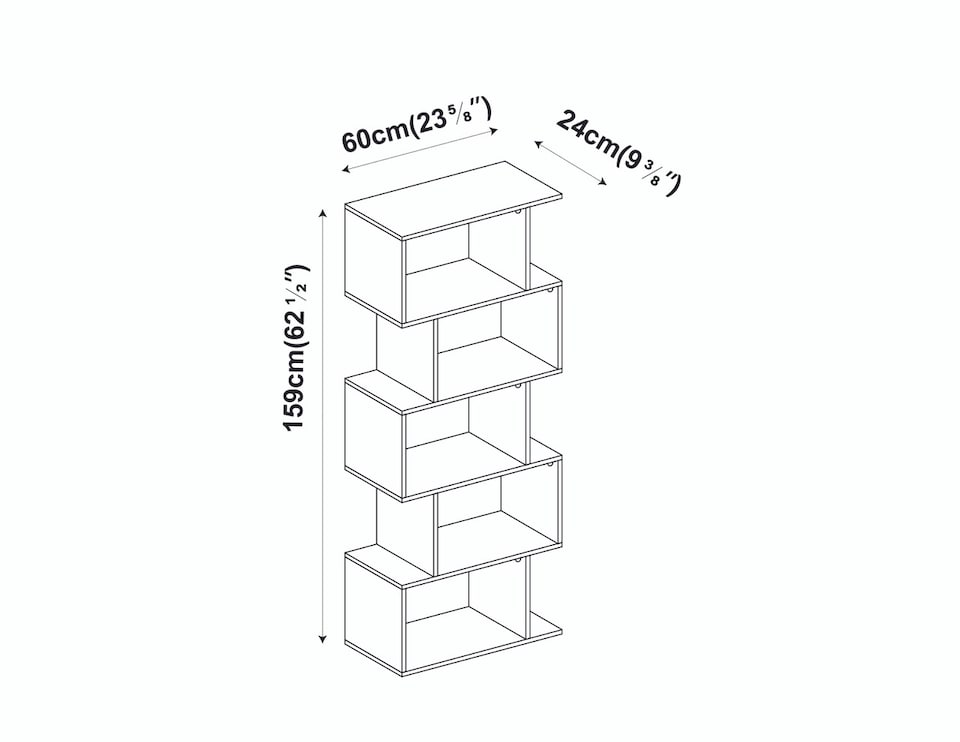 image 1 of Geometry S-Shaped 5 Tier Shelving Unit | White | 1