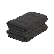 Nicola Spring Cotton Hand Towels - 90cm x 50cm - Charcoal - Pack of 2