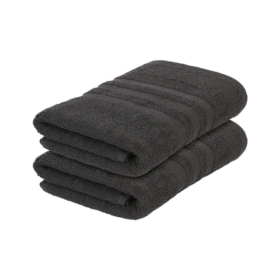 image 1 of Nicola Spring Cotton Hand Towels - 90cm x 50cm - Charcoal - Pack of 2