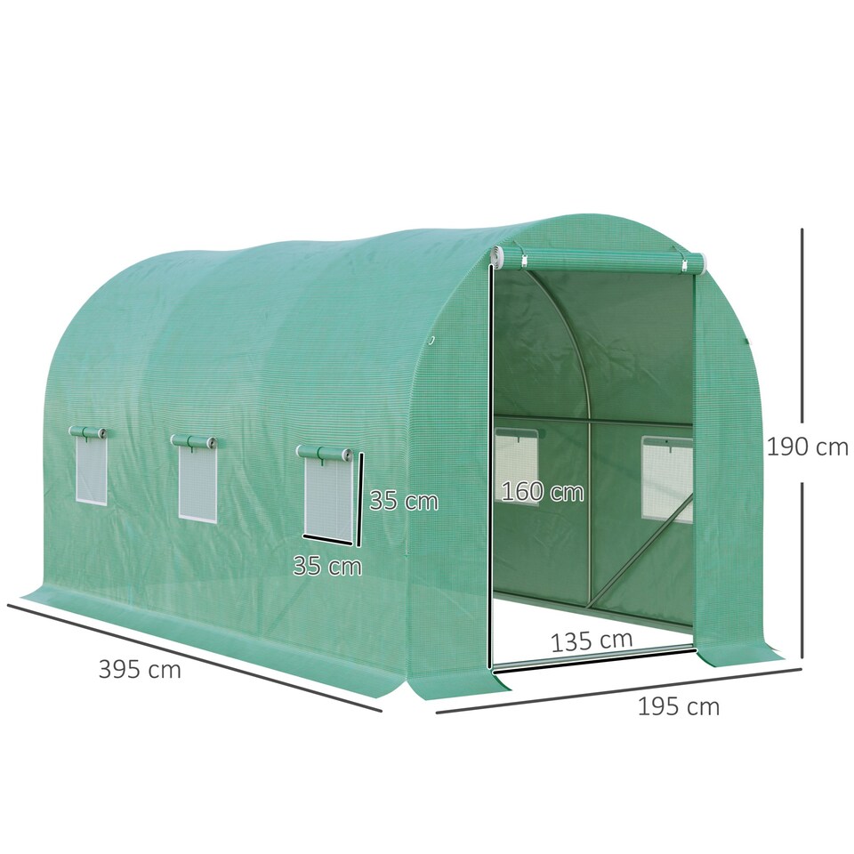 image 1 of Outsunny Greenhouse Polytunnel Walk-in Flower Plant Steel 4 x 2 M Outdoor