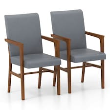 COSTWAY Set of 2 Dining Chairs Upholstered Accent Chairs Grey