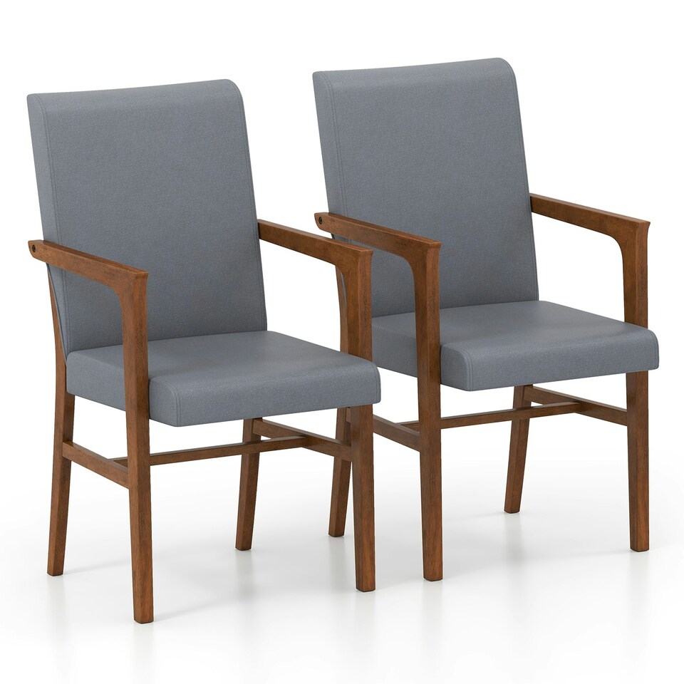 COSTWAY Set of 2 Dining Chairs Upholstered Accent Chairs Grey