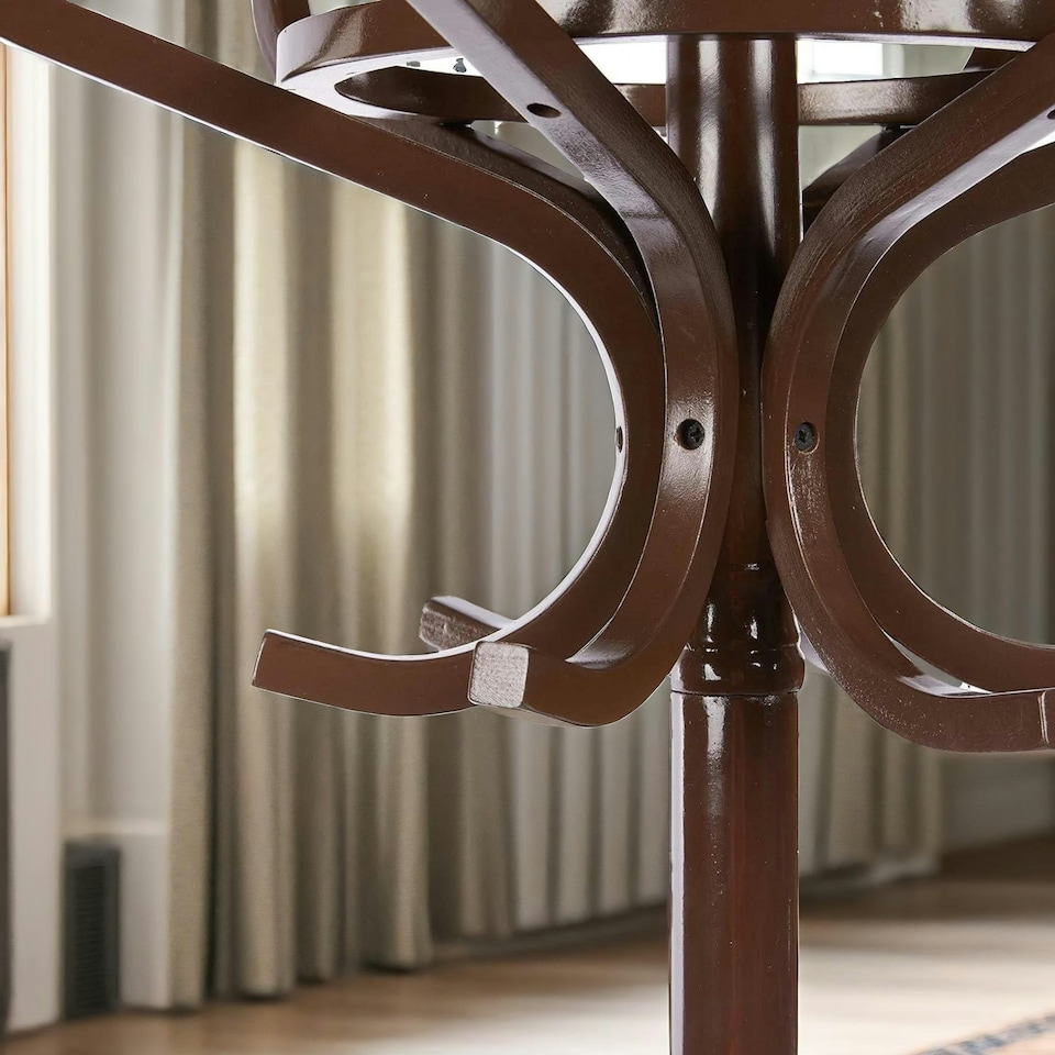 image 1 of Wooden Coat Stand With 12 Hooks Walnut One Size
