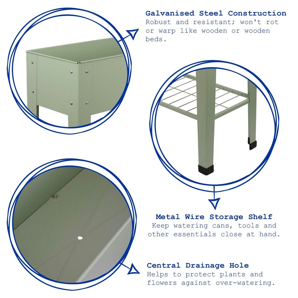 image 1 of Harbour Housewares Elevated Raised Garden Beds with Legs & Storage Shelf - Green - Pack of 2 Green