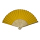 image 2 of Dark Yellow Paper Foldable Hand Held Bamboo Wooden Fan by Parev