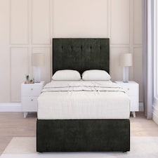 Sloomy Highbury Graphite Dumfries Divan Bed Base 4 Drawers With 54 Inch Floor Standing Headboard | Grey | Graphite | Super King | 1