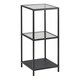 image 1 of Seaford Narrow Black Metal Bookcase with 2 Glass Shelves