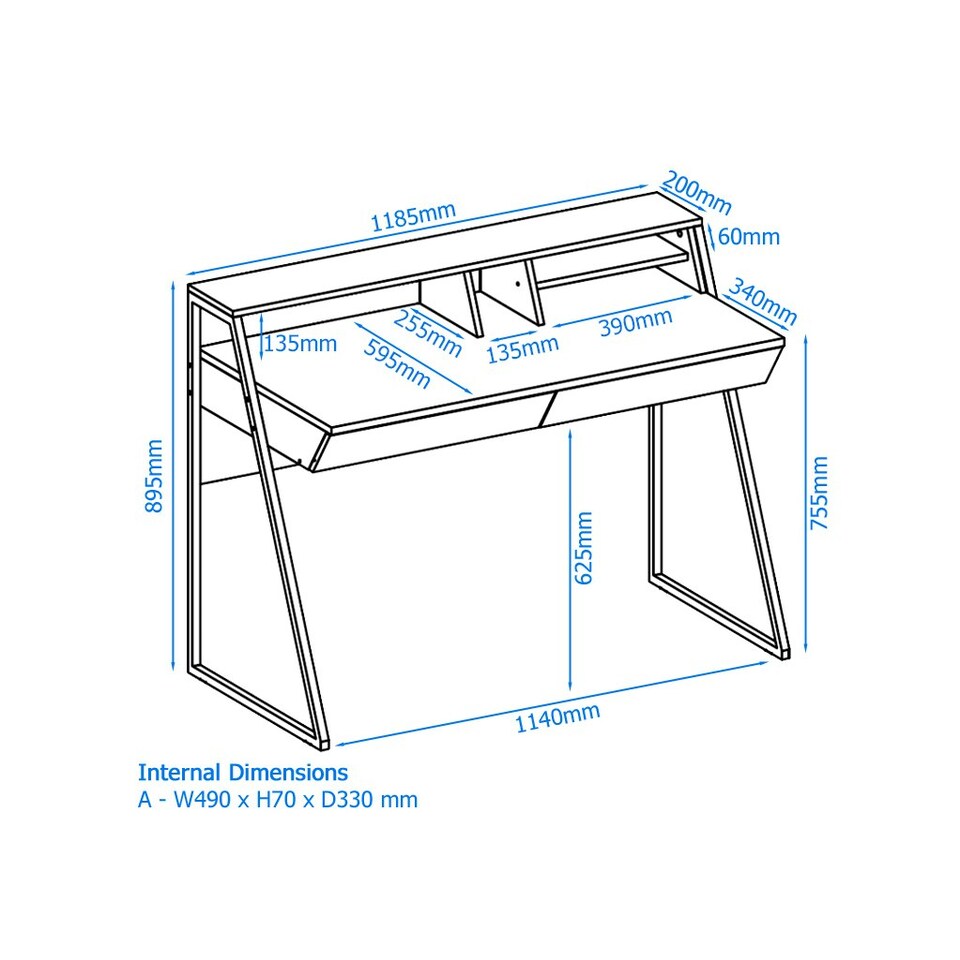 image 1 of Salcombe desk in black oak light