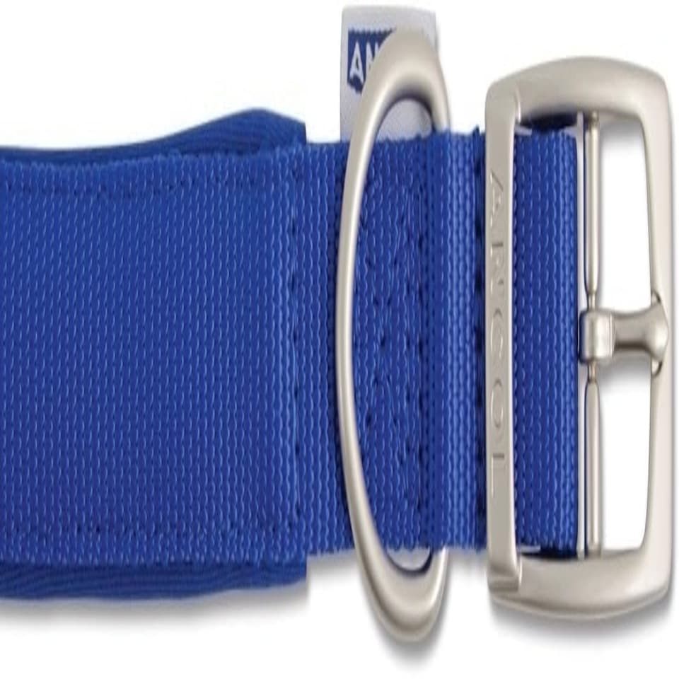 Ancol Padded Nylon Dog Collar Blue 50-59cm Size 7 N/A | One Size