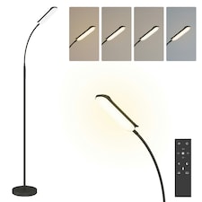 HOMCOM LED Floor Lamp for Living Room with Magnetic Remote Control, Black Black