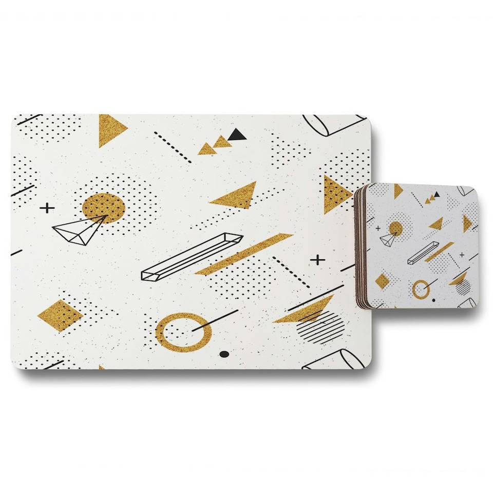 Trendy geometric elements (Placemat & Coaster Set)