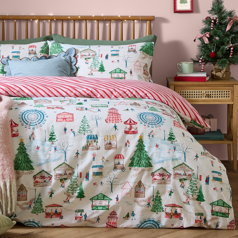 image 1 of Furn Winter Wonderland Reversible Christmas Duvet Cover Set, Multi, King