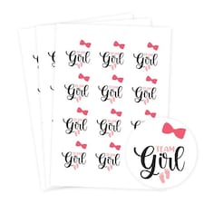 Team Girl Gender Reveal Round Stickers 60mm - Sheet of 12
