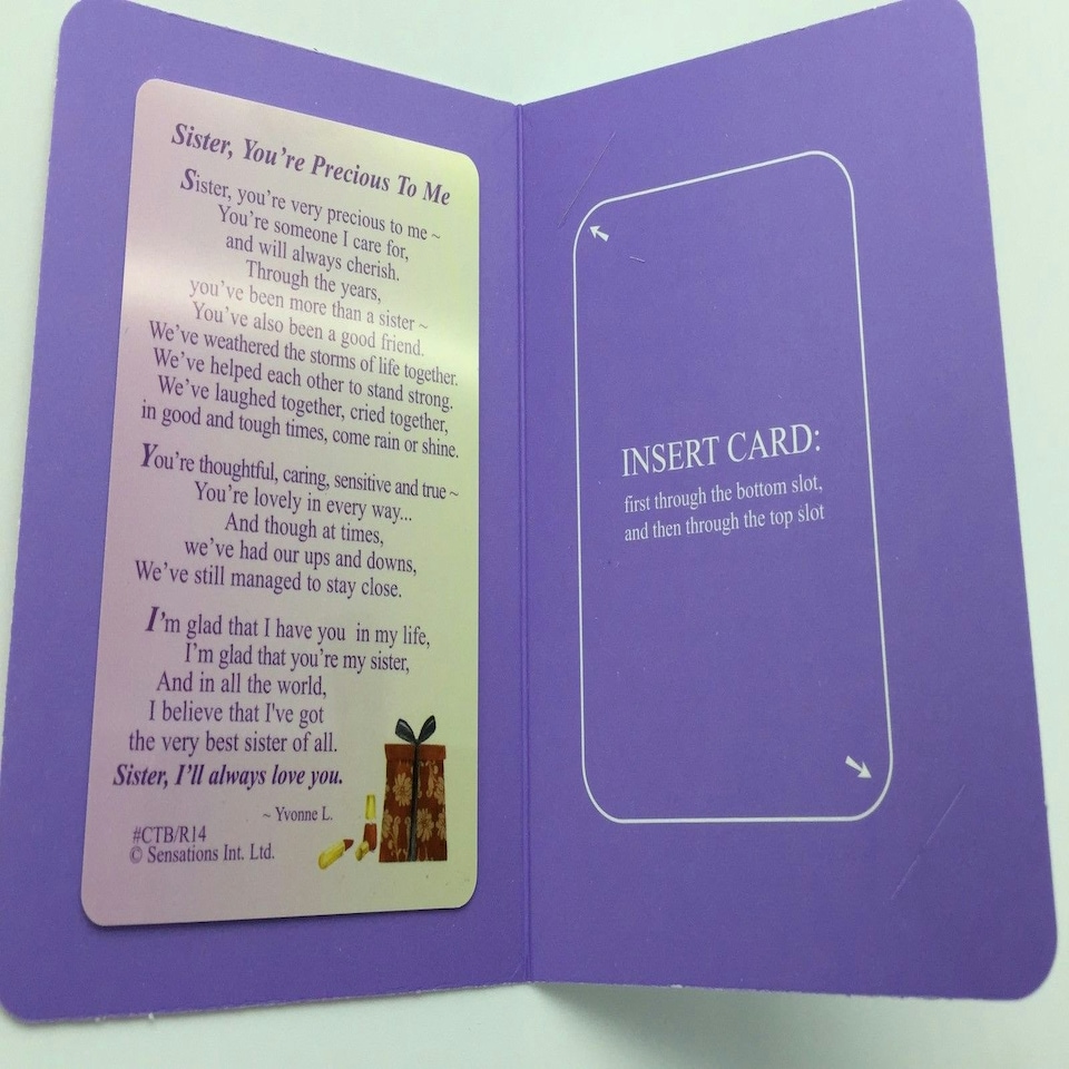 image 1 of Sister,You`re Precious To Me....Wallet Card (Sentimental Keepsake Wallet /Purse Card)