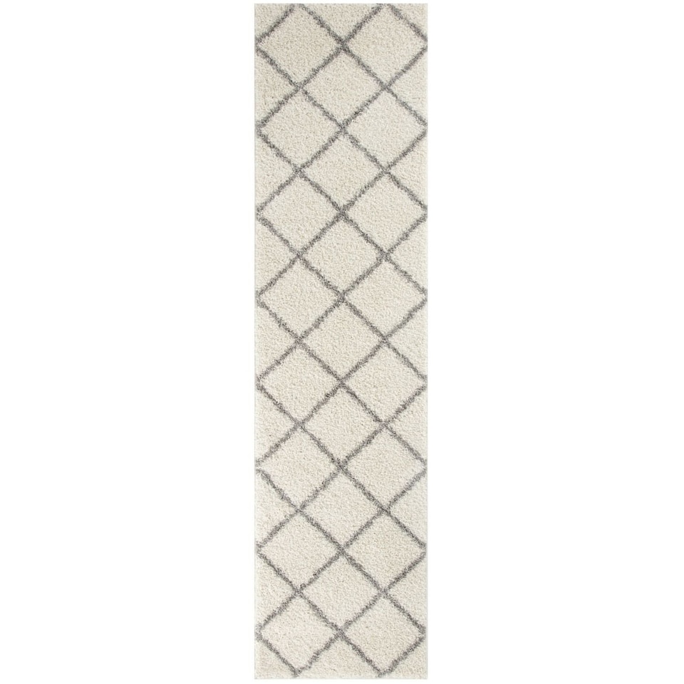 image 1 of The Rugs Moroccan Collection Soft High Pile Shaggy Diamond Floor Rugs and Runners Living Room