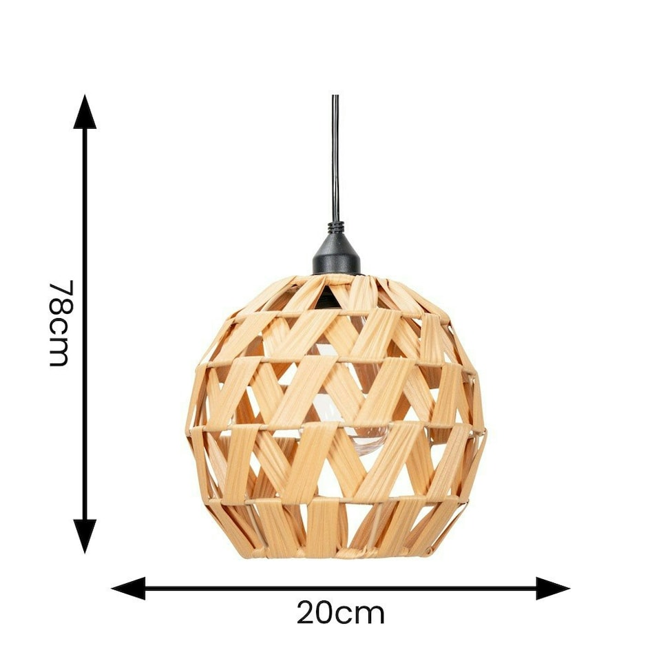 image 1 of ValueLights Battery Operated Outdoor Natural Rattan Ball Hanging Pendant Garden Light