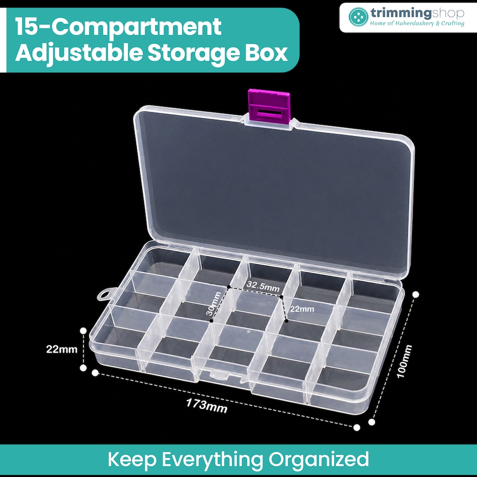 image 1 of 15 Compartment Storage Box with Pink Lock - 173 x 100 x 22mm