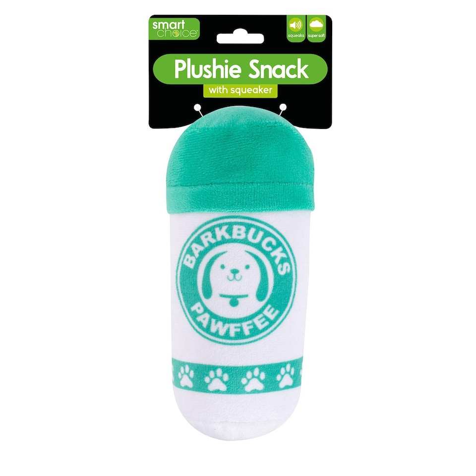 image 1 of Barkbucks Plush Novelty Dog Toy Squeaky Coffee Inspired Puppy Christmas Birthday Present Pup Cup Puppaccino