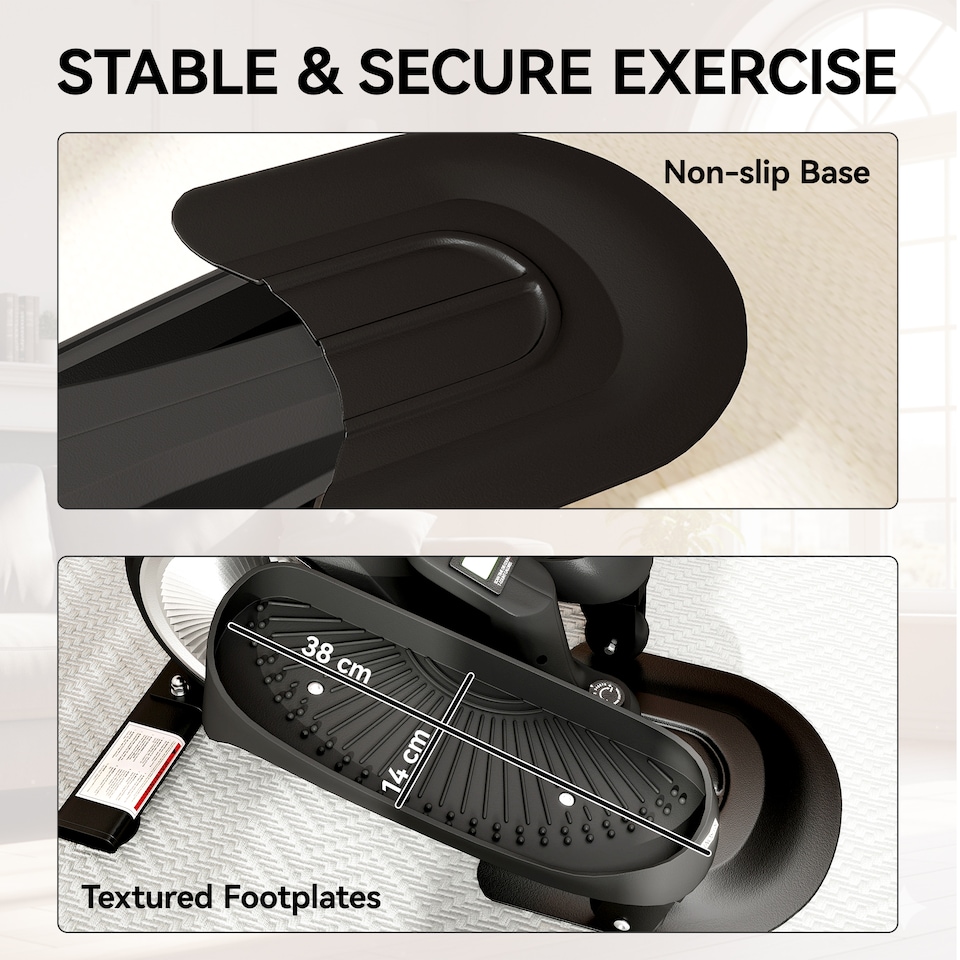 image 1 of SPORTNOW Under Desk Elliptical Machine, Pedal Exerciser with LCD Monitor, 8 Adjustable Magnetic Resistances, Quiet & Portable 2-in-1 Seat & Stand Up Exercise for Home, Mini Elliptical for Seniors