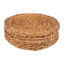 Argon Tableware Round Woven Seagrass Placemats - 30cm - Pack of 6 | Brown | Brown