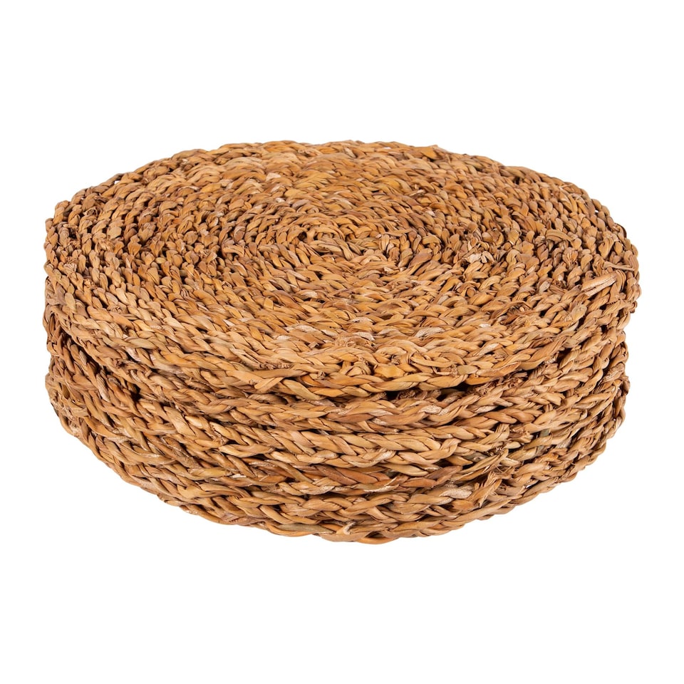 image 1 of Argon Tableware Round Woven Seagrass Placemats - 30cm - Pack of 6 | Brown | Brown