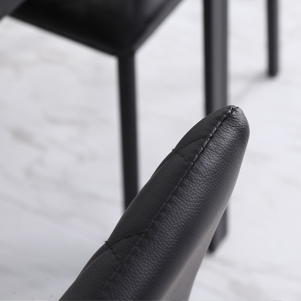 image 1 of HOMCOM Modern Dining Chairs Upholstered Faux Leather Accent Chairs with Metal Legs for Kitchen, Set of 4, Black