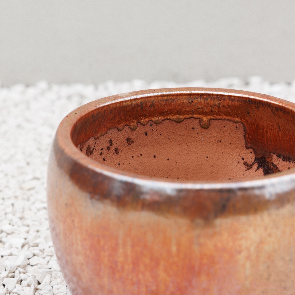 image 1 of Primrose Round Garden Planter in Glazed Metallic Bronze Finish 22cm