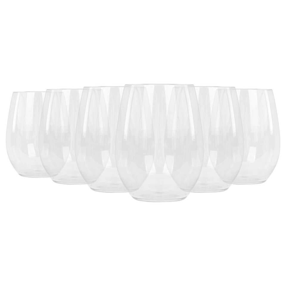 image 1 of Argon Tableware Reusable Plastic Stemless Wine Glasses - 300ml - Pack of 6 Clear
