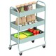 image 1 of HOMCOM 3-Tier Storage Trolley on Wheels, Rolling Utility Cart with Mesh Backets, Mobile Storage Cart for Kitchen, Bathroom, Bedroom, Light Green | Green | Green