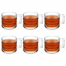 250ml Mugs Modern Clear Glass Tea Coffee Cups Hot Drinks Latte Glasses Set of 6