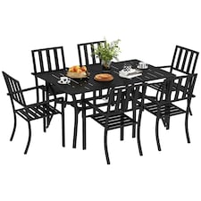 Outsunny 7 Pieces Patio Dining Set with Umbrella Hole, for Poolside