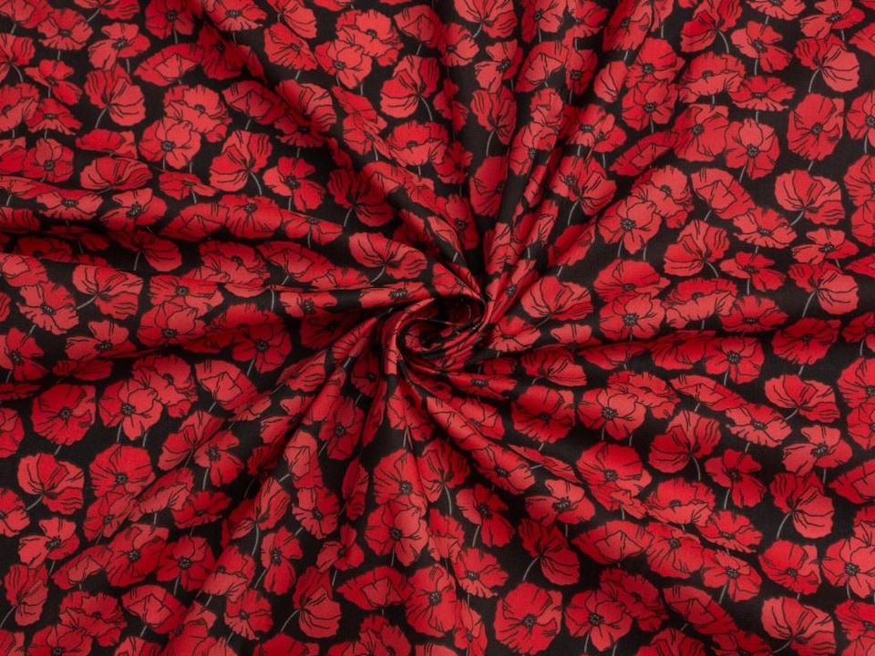 Red Printed Polycotton Fabric for Dressmaking, 112.5cm / 44" Wide - per metre