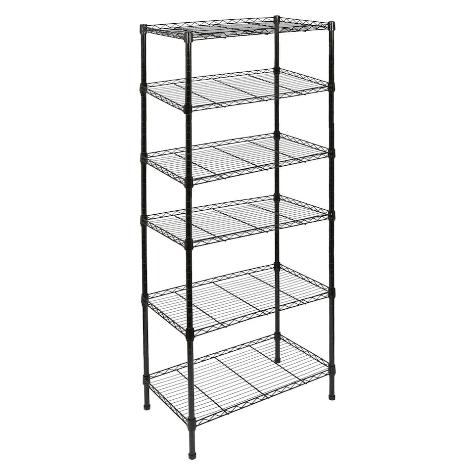 image 1 of Harbour Housewares Adjustable Wire Shelving Unit - 6 Tier - Black