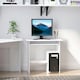 image 6 of HOMCOM Compact Small Computer Table Wooden Desk Keyboard Tray Storage White