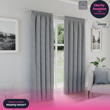 Enhanced Living Dallas Blackout Thermal Grey Curtains with 3 inch Tape Top Header (PAIR) - 46x54 inch (117x137cm)