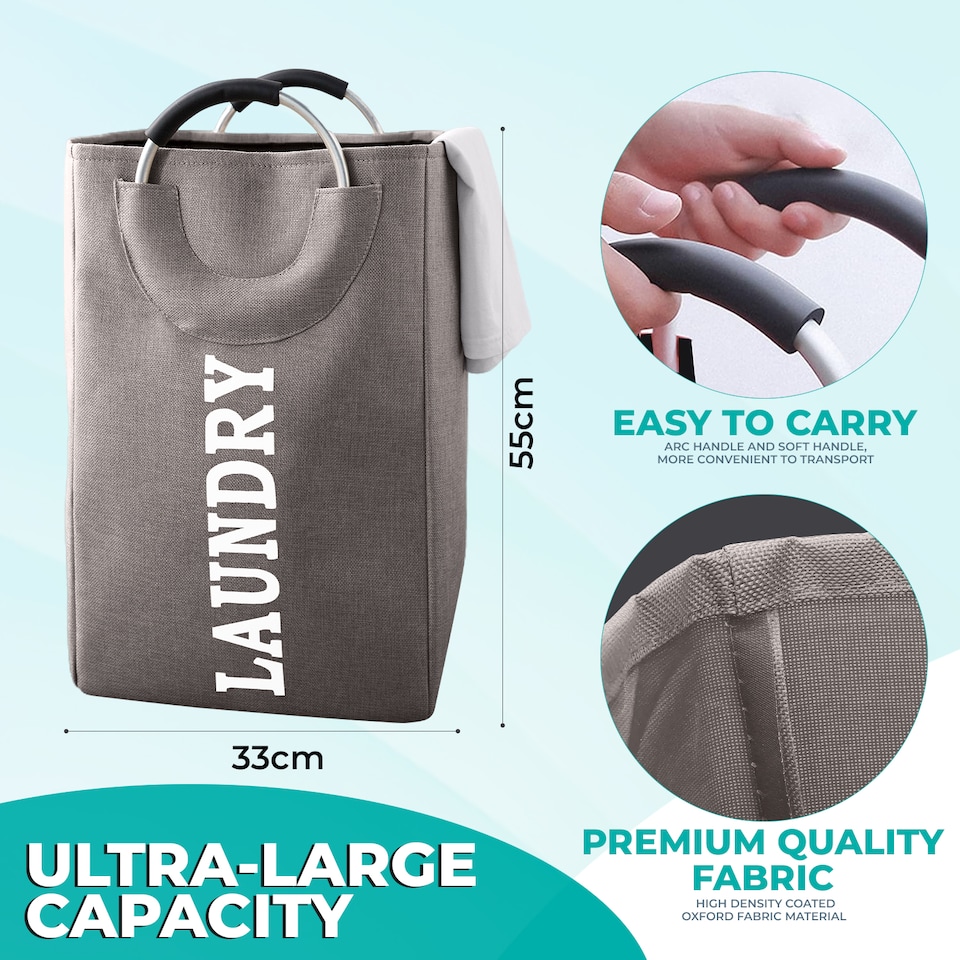 image 1 of 43L Collapsible Laundry Basket, Laundry Hamper with Handles