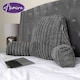 image 9 of Aamira Reading Pillow Grey Faux Fur Ribbed Memory Foam Support Cushion | Grey | Grey | Standard | 1