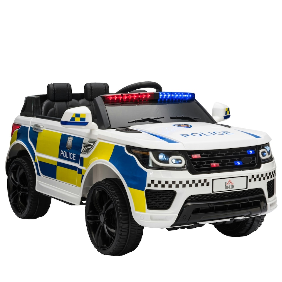 image 1 of HOMCOM 12V Kid Electric Ride On Police Car w/ Remote Siren Bluetooth 3-6 Years